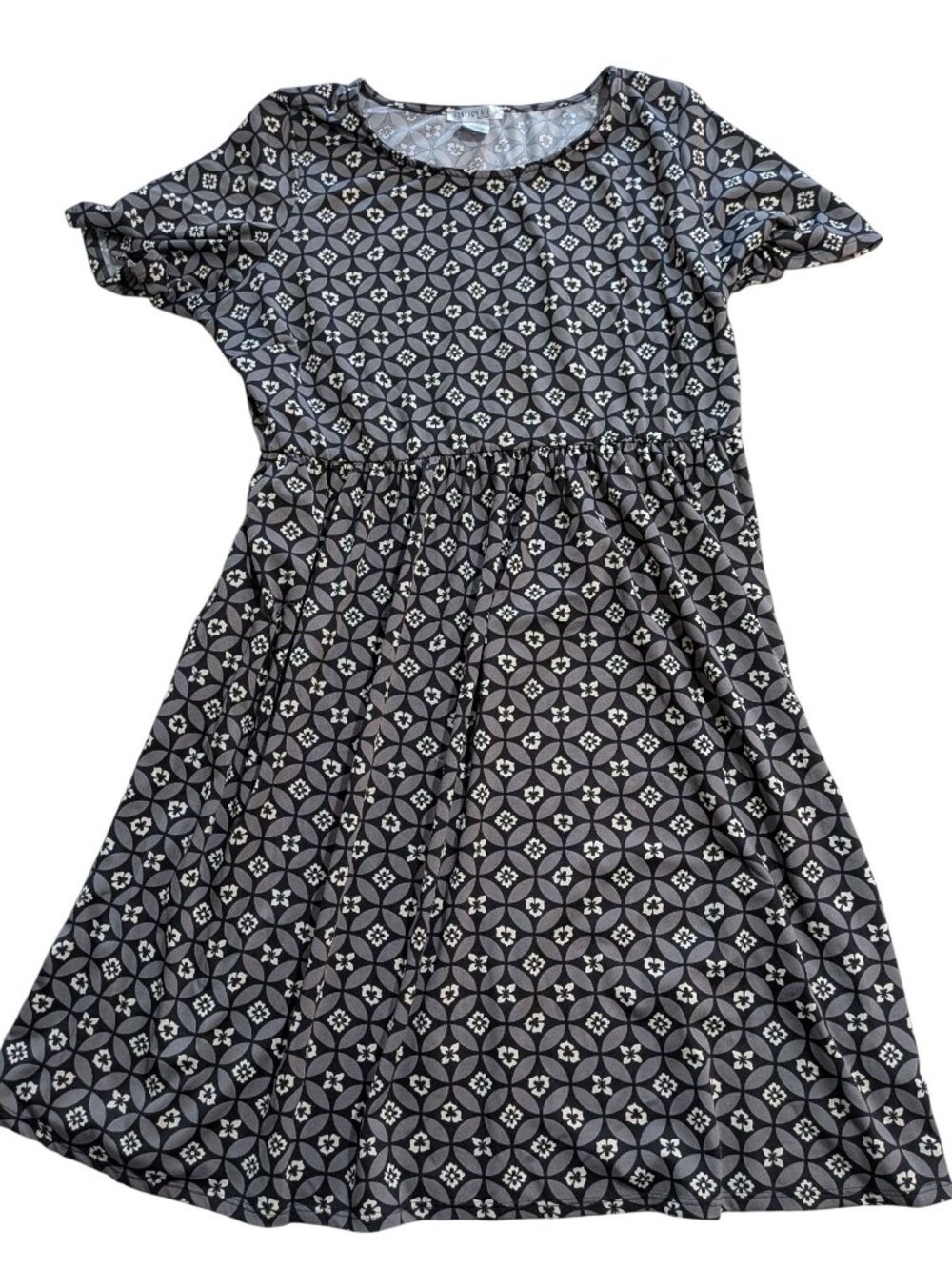 Floral Geometric Print Black & Gray Dress By Honey Lace Size 3X
